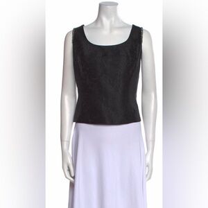 Escada Black Floral Jacquard Scoop Neck Camisole